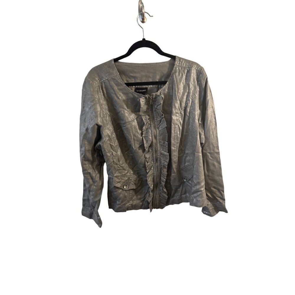 Lane Bryant Linen blend shiny gray coat size 20